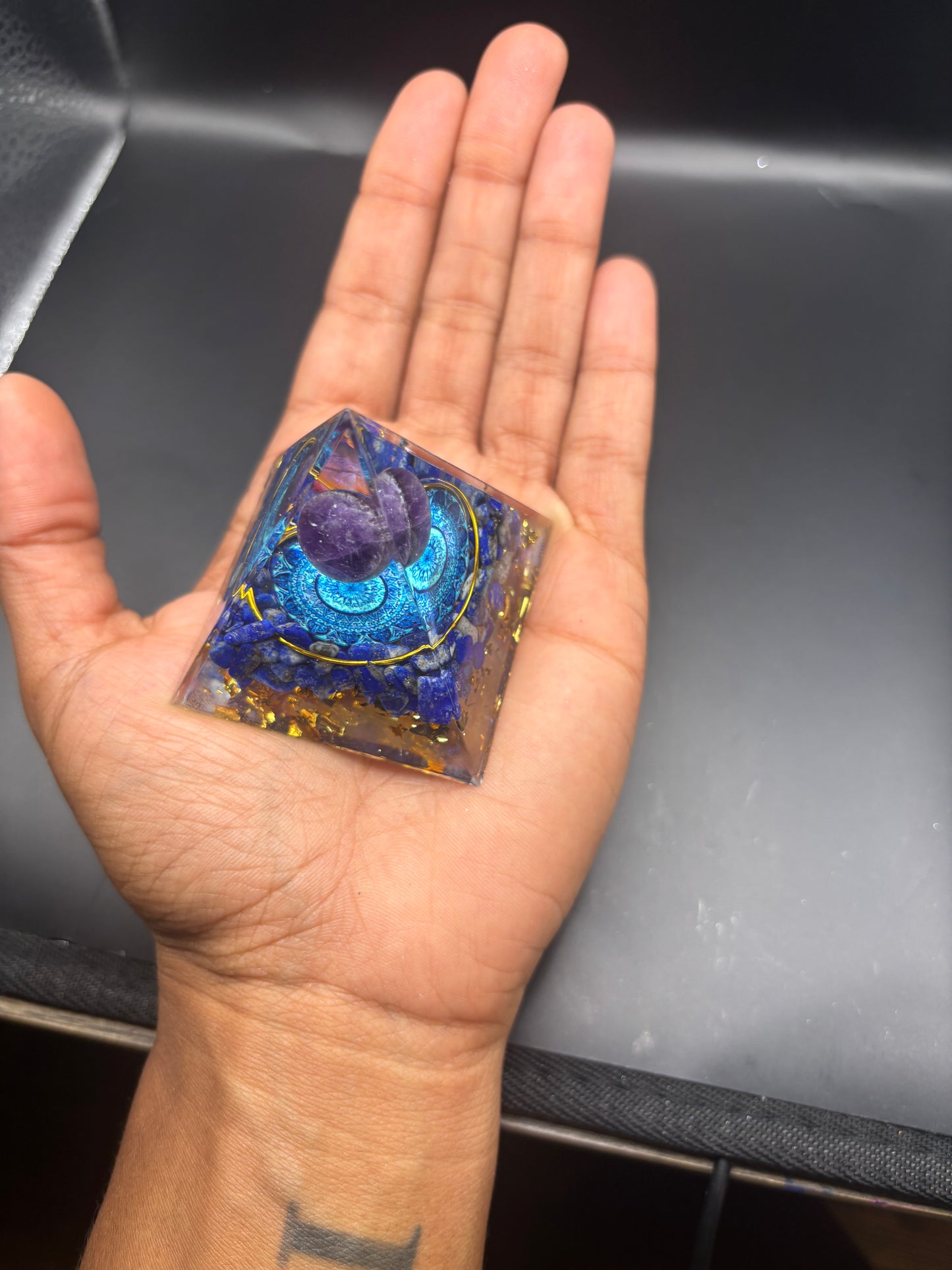 Small Orgonite Crystal Resin, Energy Healing Pyramid