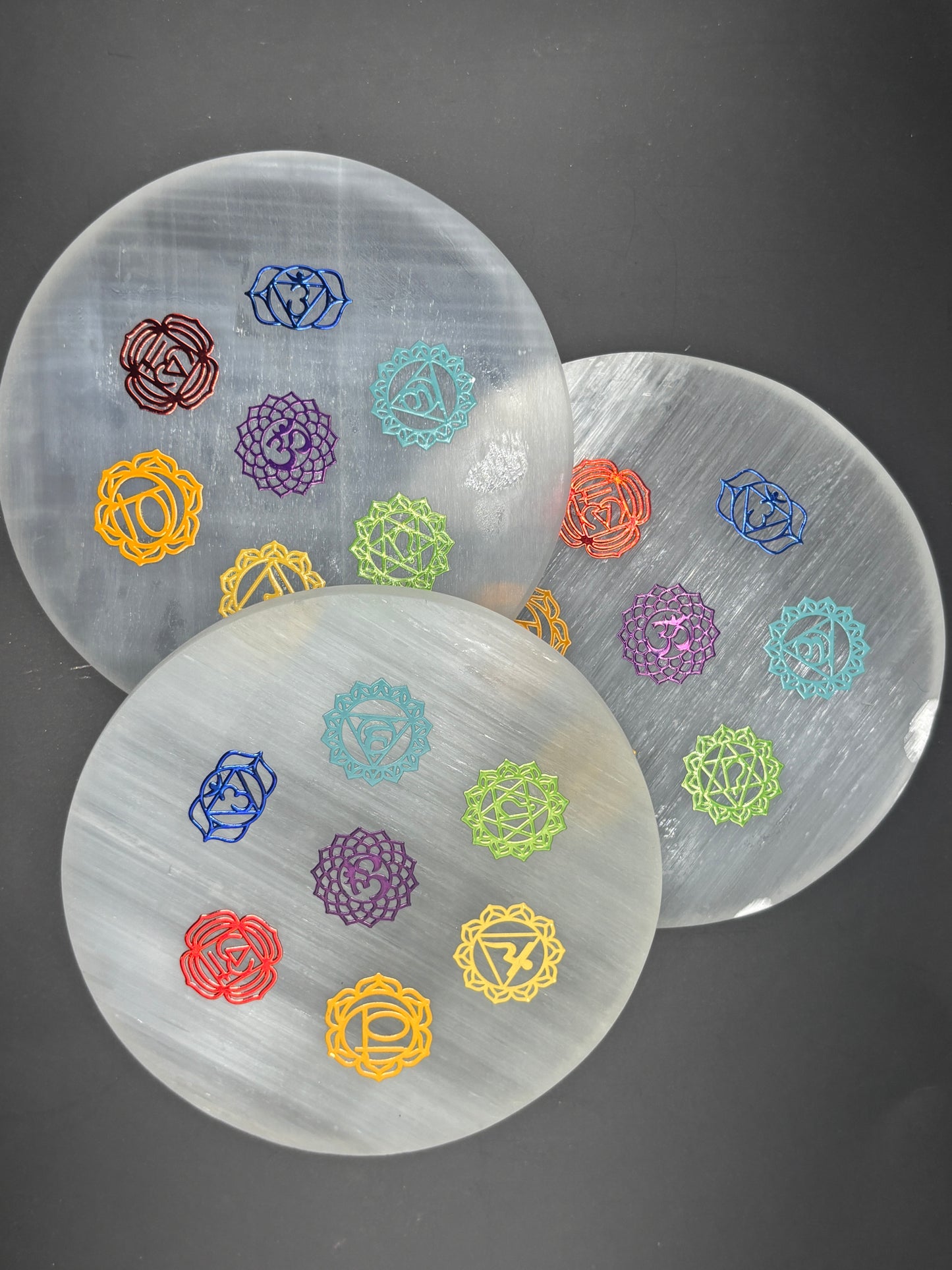 Selenite 7 Chakra Charging Plate