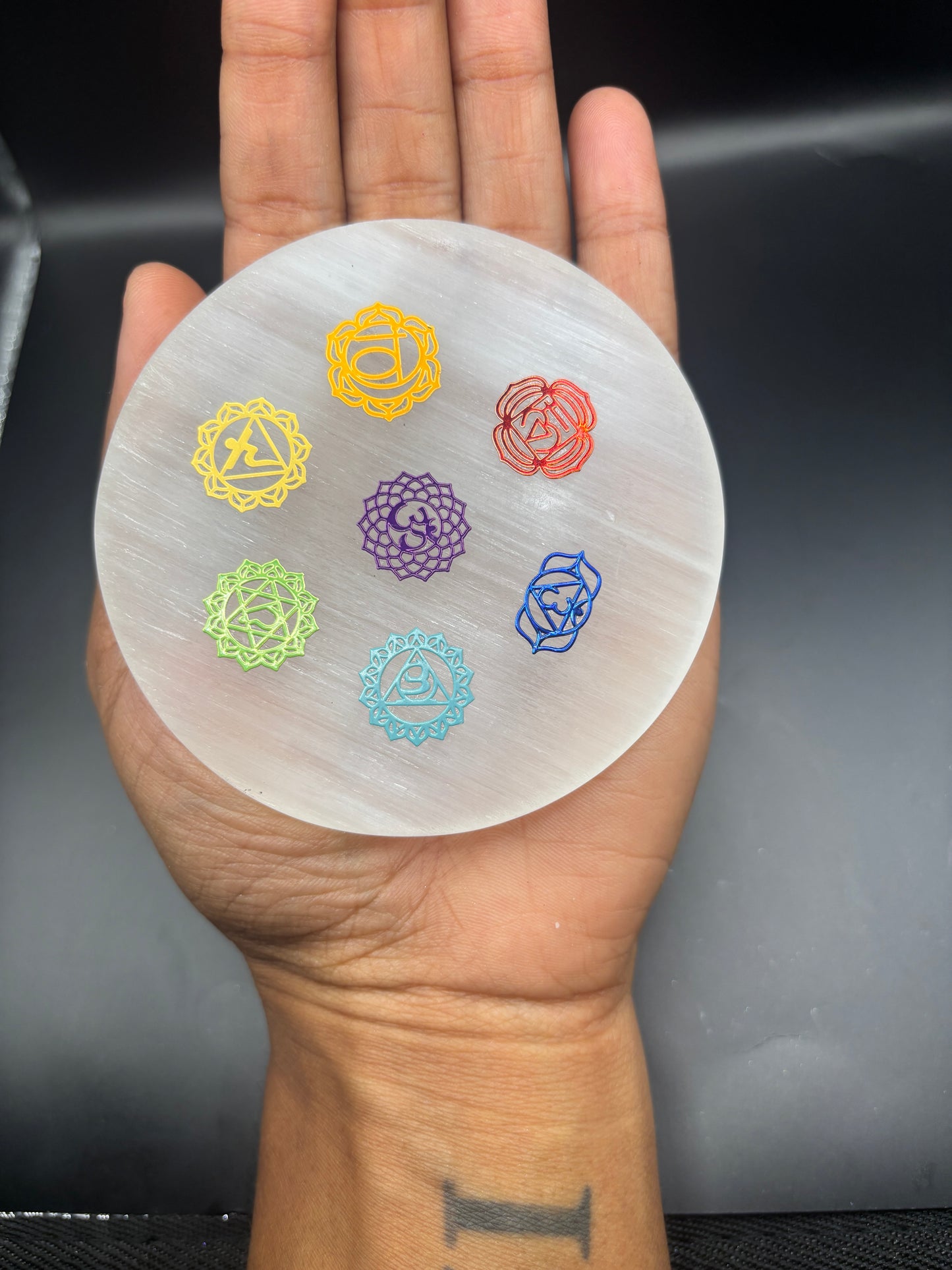 Selenite 7 Chakra Charging Plate