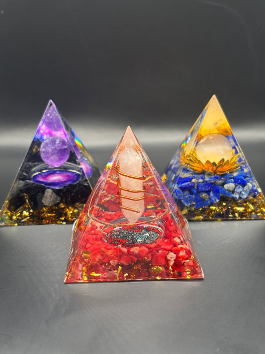 Small Orgonite Crystal Resin, Energy Healing Pyramid