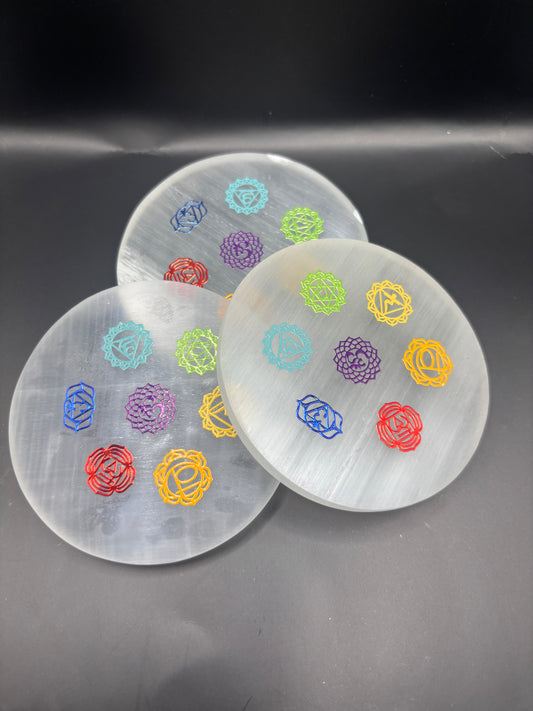 Selenite  7 Chakra Charging Plate